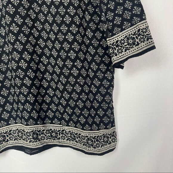 Lucky Brand Black Boho Printed Long Sleeve Blouse M - Picture 4 of 5